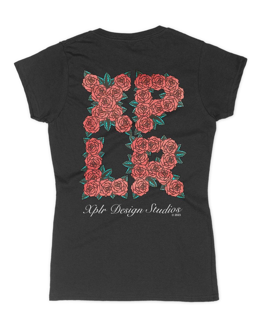 Roses Women's V-Neck T-Shirt black s